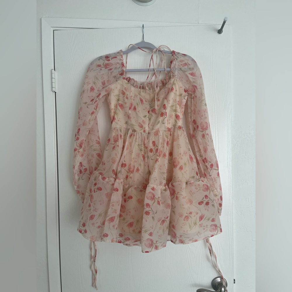 Cider Floral Ruffle Halter Mini Dress - Picture 3 of 5